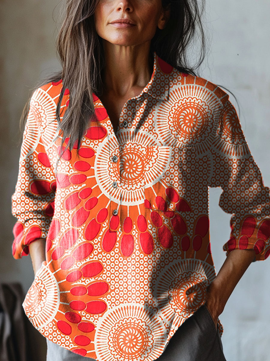 Gretchen - Bold Floral Pattern Blouse-15542195552629-Mirella Fiore