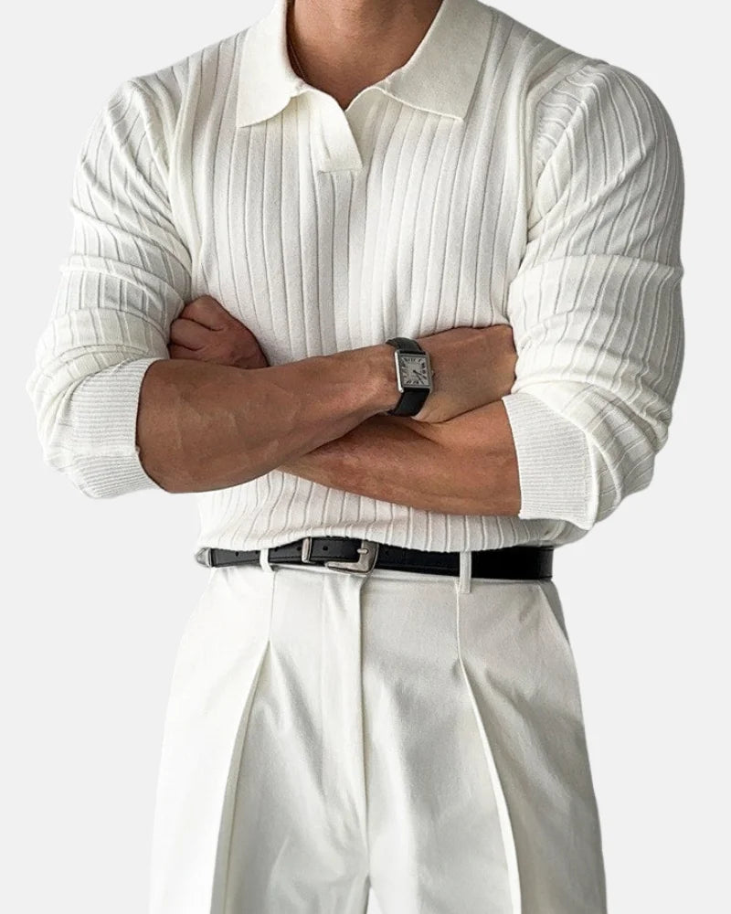 Hampton Ribbed Polo Sweatshirt-15553977549173-Nancy & Mae Savannah