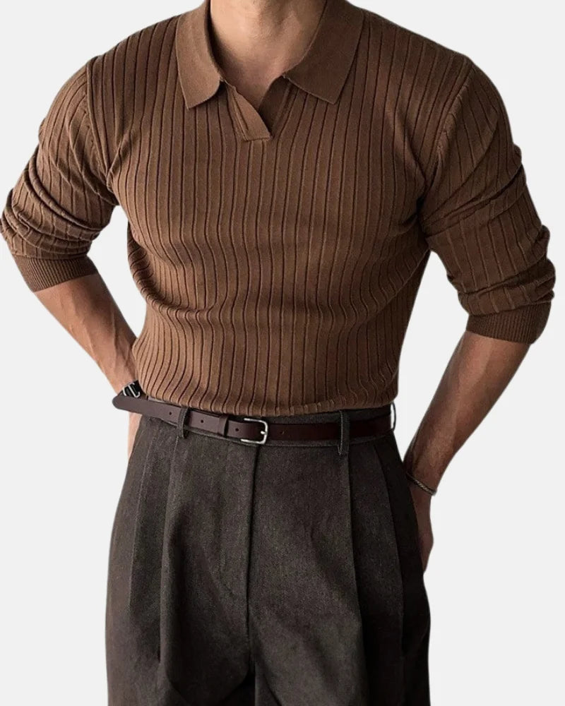 Hampton Ribbed Polo Sweatshirt-15553977549173-Nancy & Mae Savannah