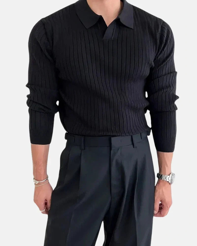 Hampton Ribbed Polo Sweatshirt-15553977549173-Nancy & Mae Savannah