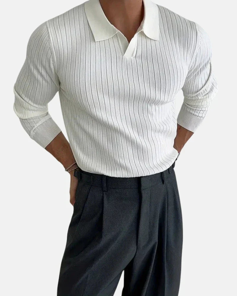 Hampton Ribbed Polo Sweatshirt-15553977549173-Nancy & Mae Savannah