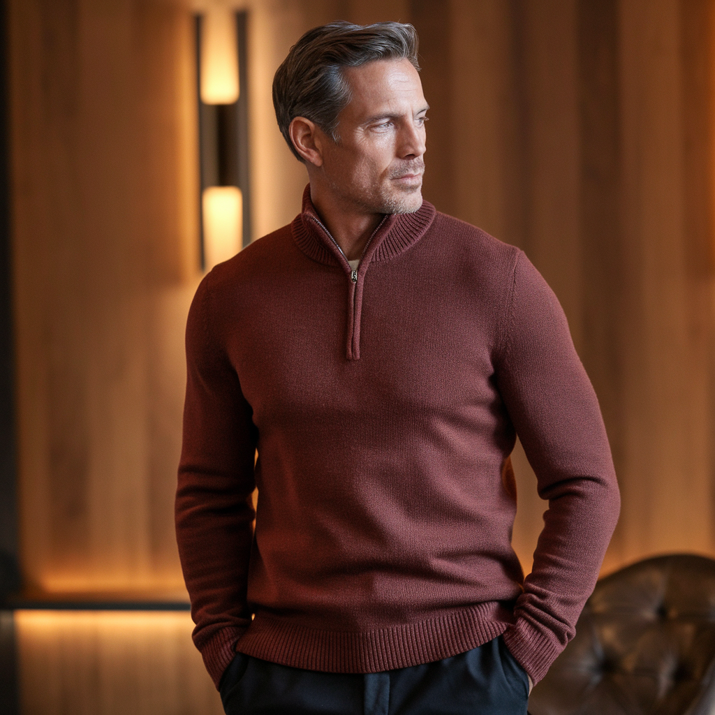 Hawkins Knitted Half Zip Sweater-15553980596597-Nancy & Mae Savannah