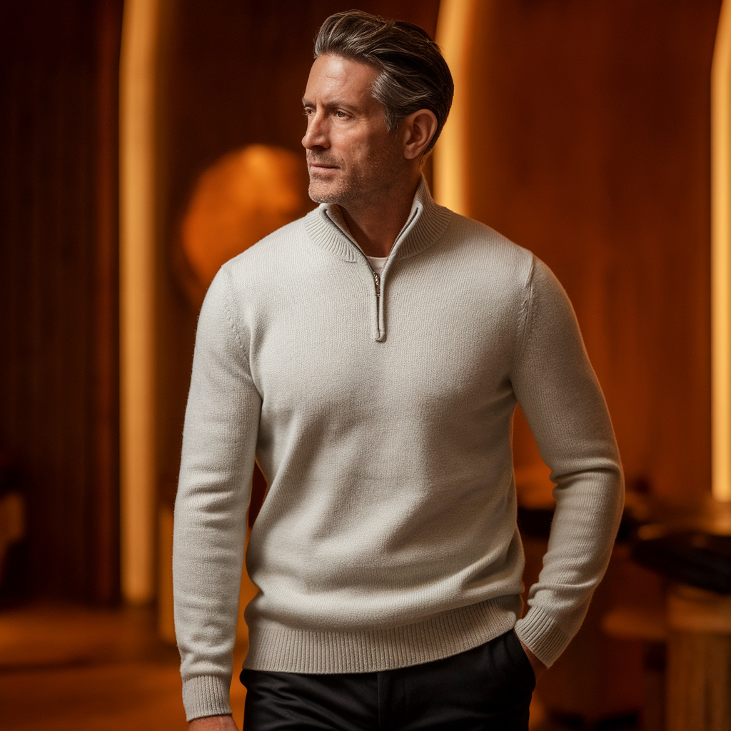 Hawkins Knitted Half Zip Sweater-15553980596597-Nancy & Mae Savannah