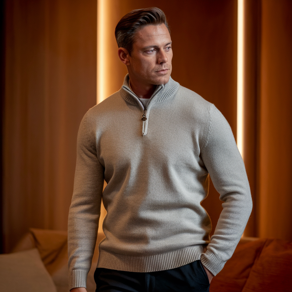 Hawkins Knitted Half Zip Sweater-15553980596597-Nancy & Mae Savannah