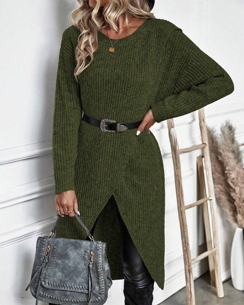 IGGY - Stylish Cotton Blend Sweater Dress-15519827460469-Mirella Fiore