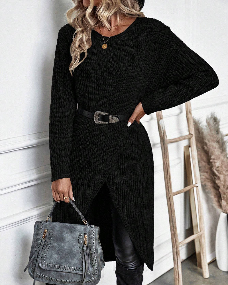IGGY - Stylish Cotton Blend Sweater Dress-15519827460469-Mirella Fiore