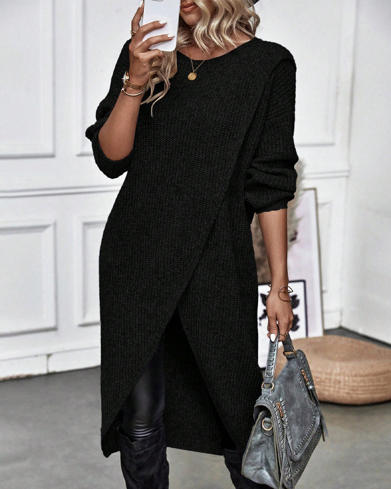 IGGY - Stylish Cotton Blend Sweater Dress-15519827460469-Mirella Fiore