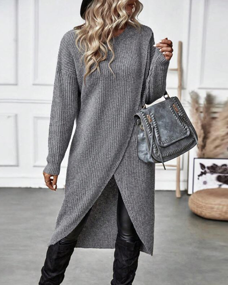 IGGY - Stylish Cotton Blend Sweater Dress-15519827460469-Mirella Fiore