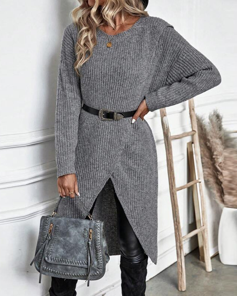 IGGY - Stylish Cotton Blend Sweater Dress-15519827460469-Mirella Fiore