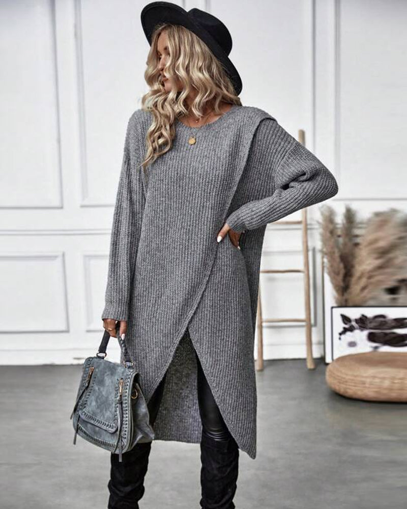 IGGY - Stylish Cotton Blend Sweater Dress-15519827460469-Mirella Fiore