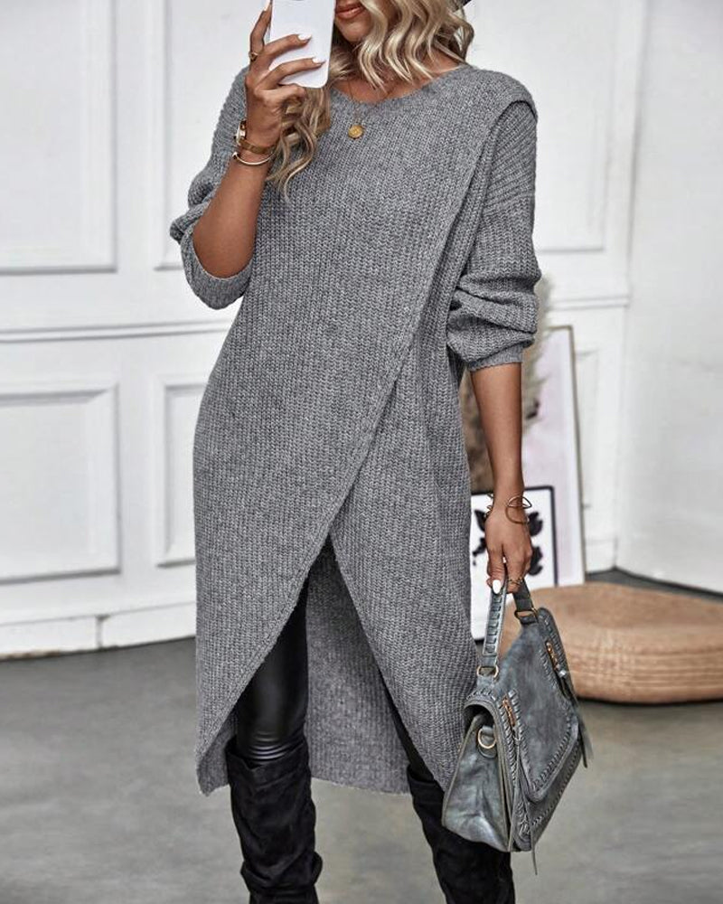 IGGY - Stylish Cotton Blend Sweater Dress-15519827460469-Mirella Fiore