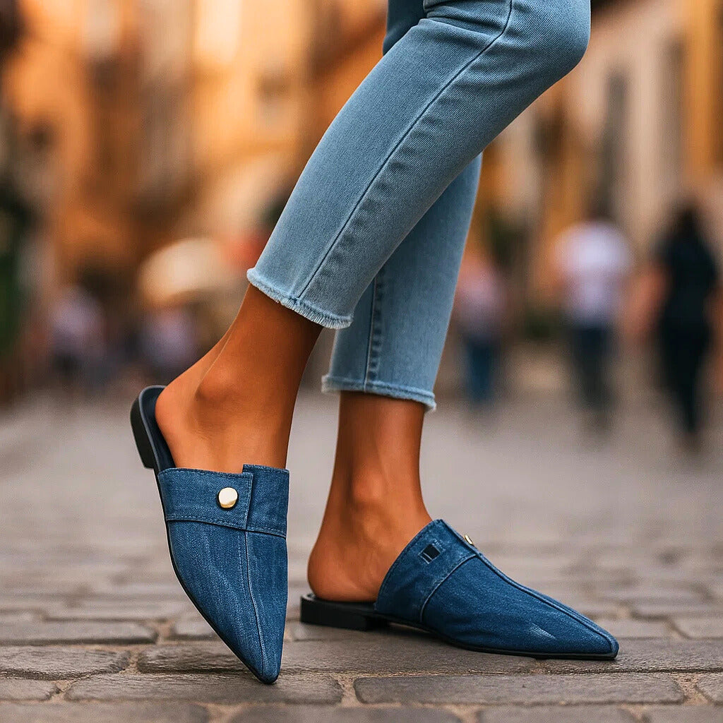 INDIGO - LACE DENIM SLIP ONS-15560643510645-Nancy & Mae Savannah