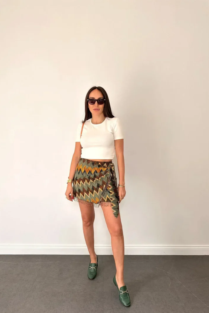 Ida – Unique design – Printed knot mini skirt-15133711335797-Nancy & Mae Savannah