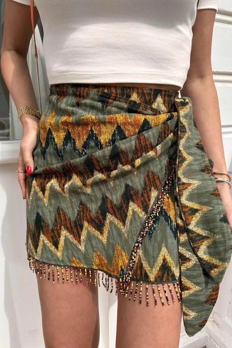 Ida – Unique design – Printed knot mini skirt-15133711335797-Nancy & Mae Savannah