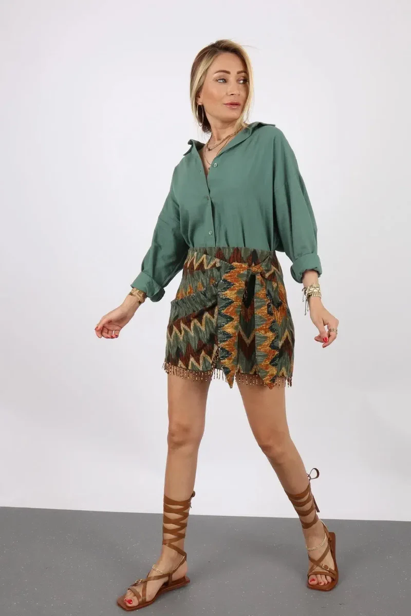 Ida – Unique design – Printed knot mini skirt-15133711335797-Nancy & Mae Savannah