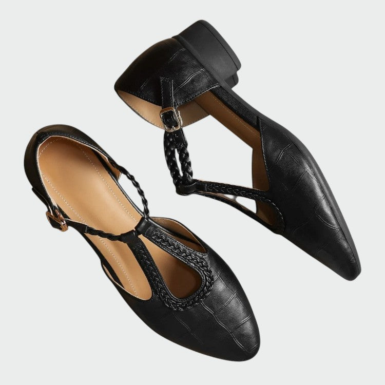 Indira - Pointed T-Bar Mary Jane Shoes-15519660802421-Mirella Fiore