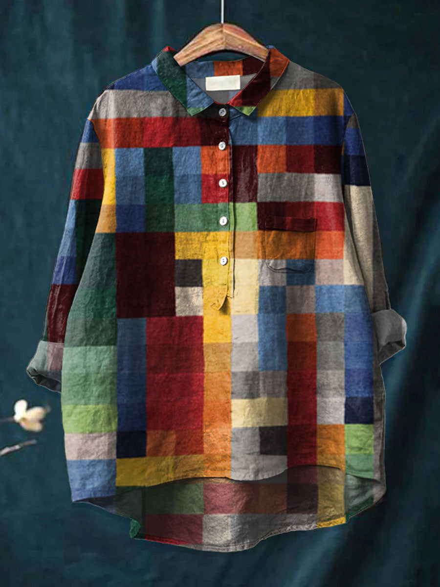 Iris - Color Block Print Shirt-15542214033781-Mirella Fiore
