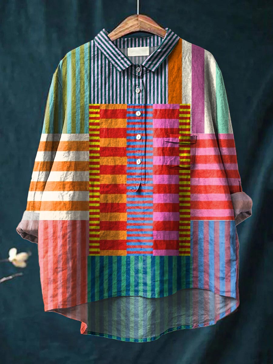 Isla - Color Block Stripe Shirt-15542214066549-Mirella Fiore