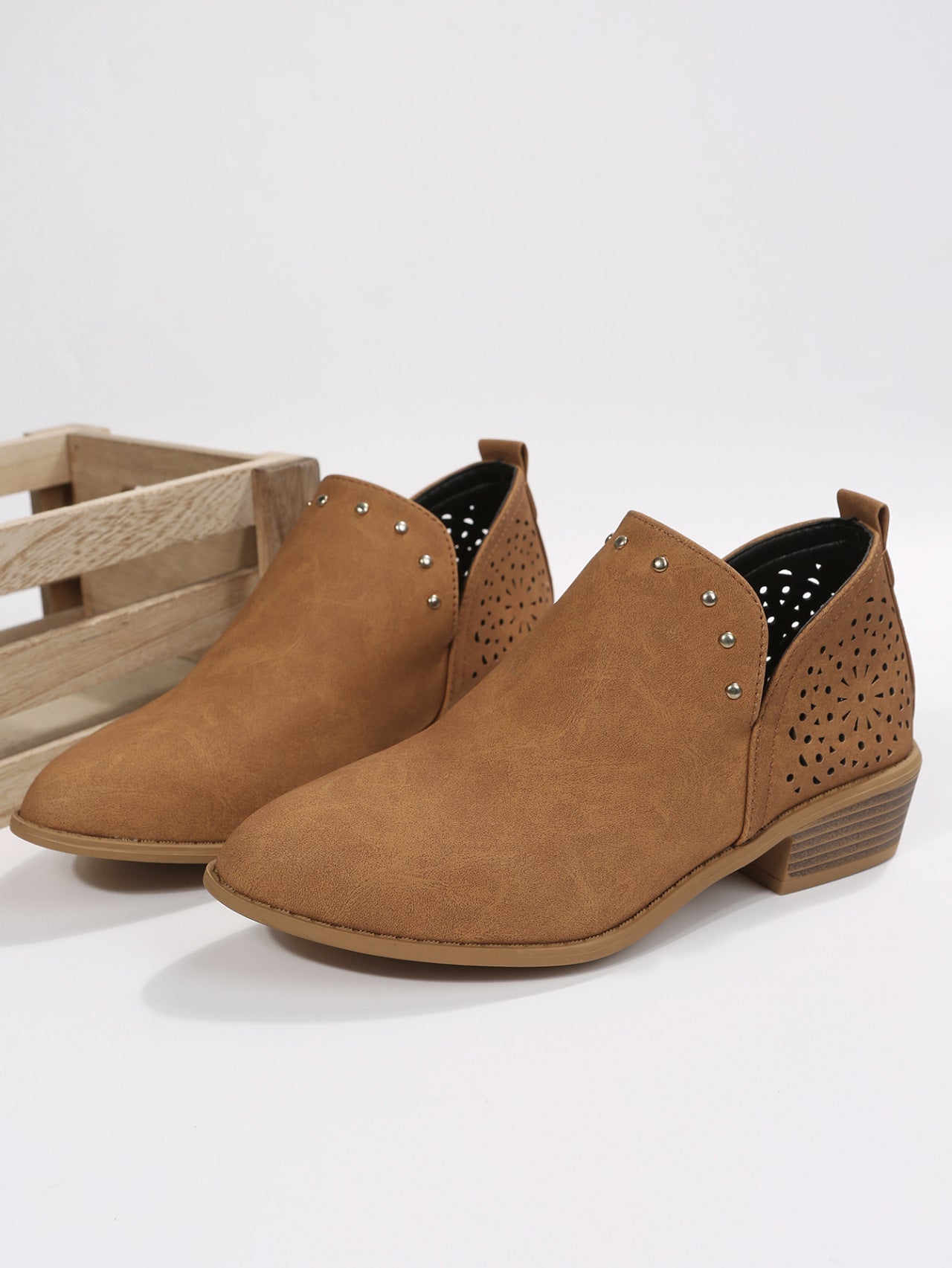 JANICE - LOW CUT PERFORATED ANKLE BOOT-15553871675765-Mirella Fiore