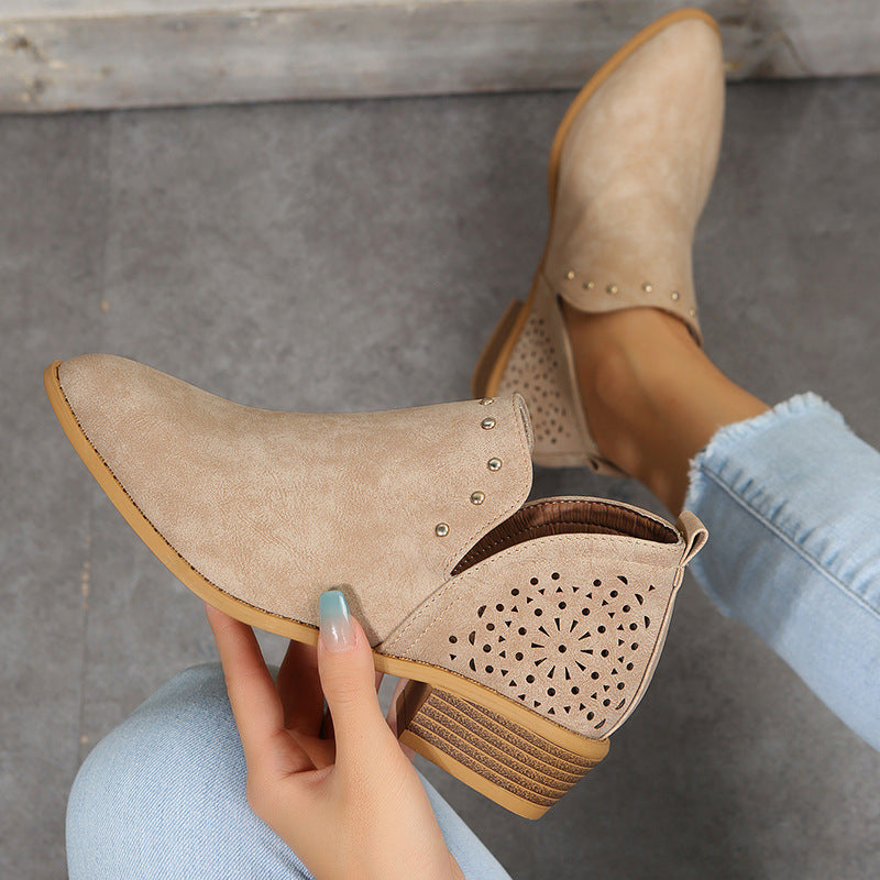JANICE - LOW CUT PERFORATED ANKLE BOOT-15553871675765-Mirella Fiore