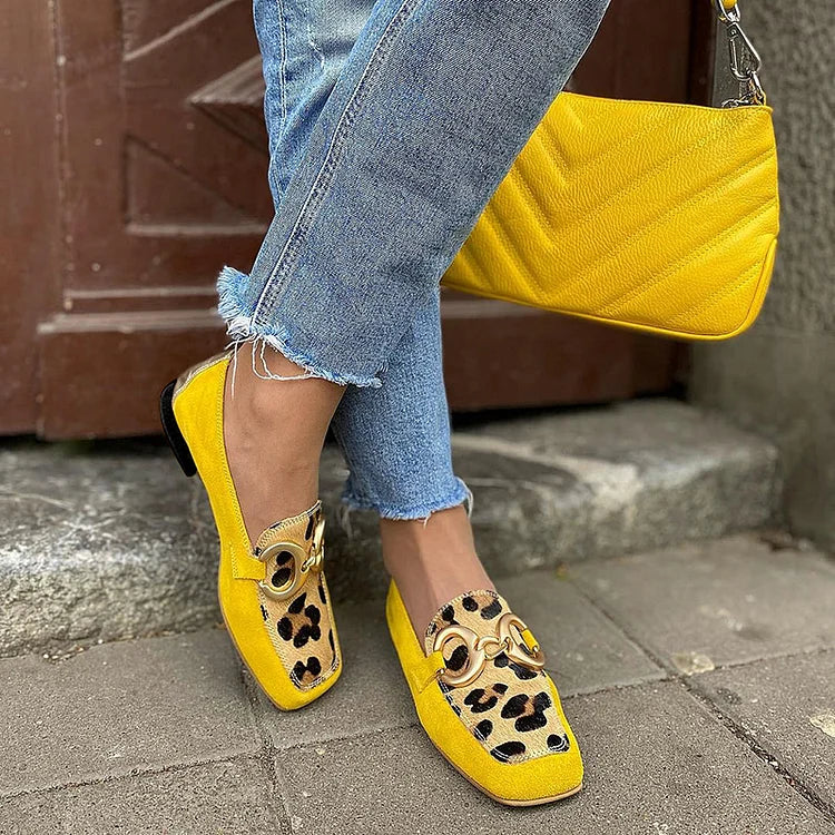 JOANNA - YELLOW LOAFER WITH ANIMAL PRINT DETAIL-15549131653493-Mirella Fiore