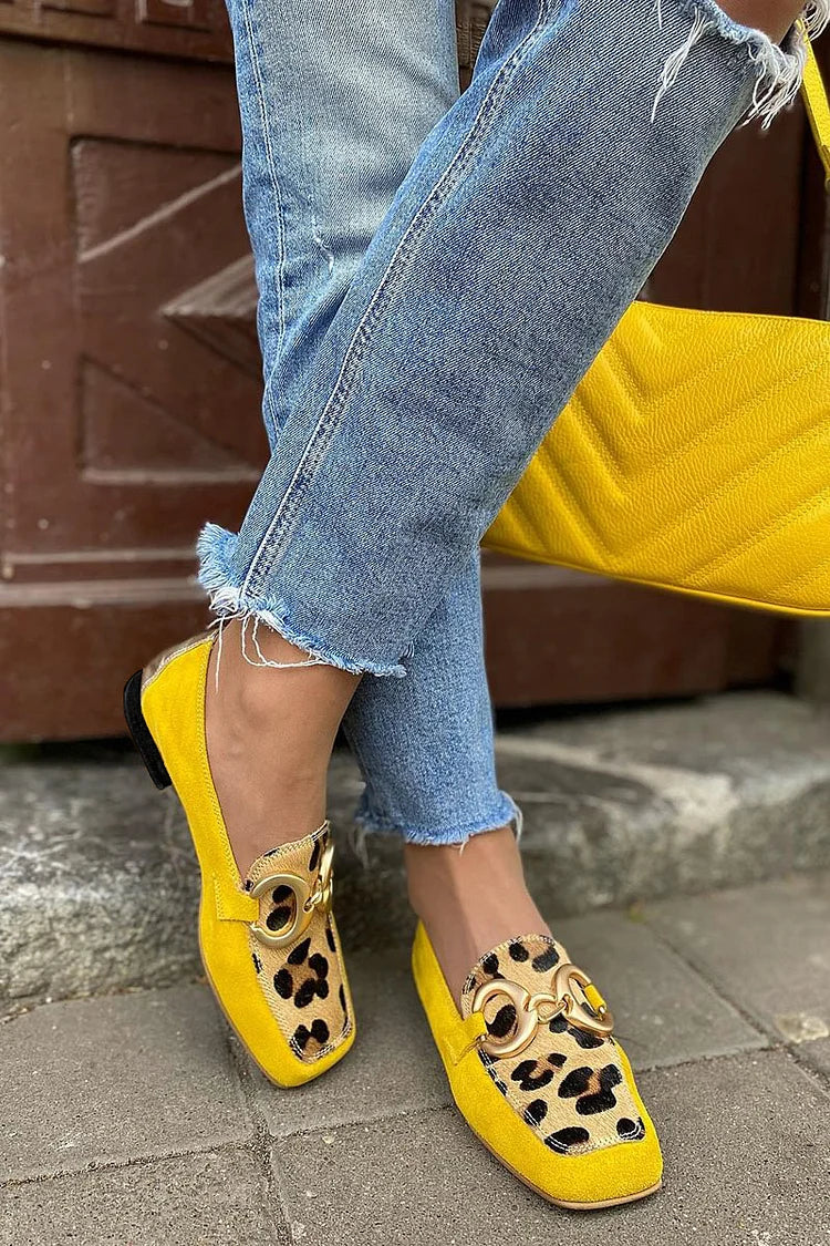 JOANNA - YELLOW LOAFER WITH ANIMAL PRINT DETAIL-15549131653493-Mirella Fiore