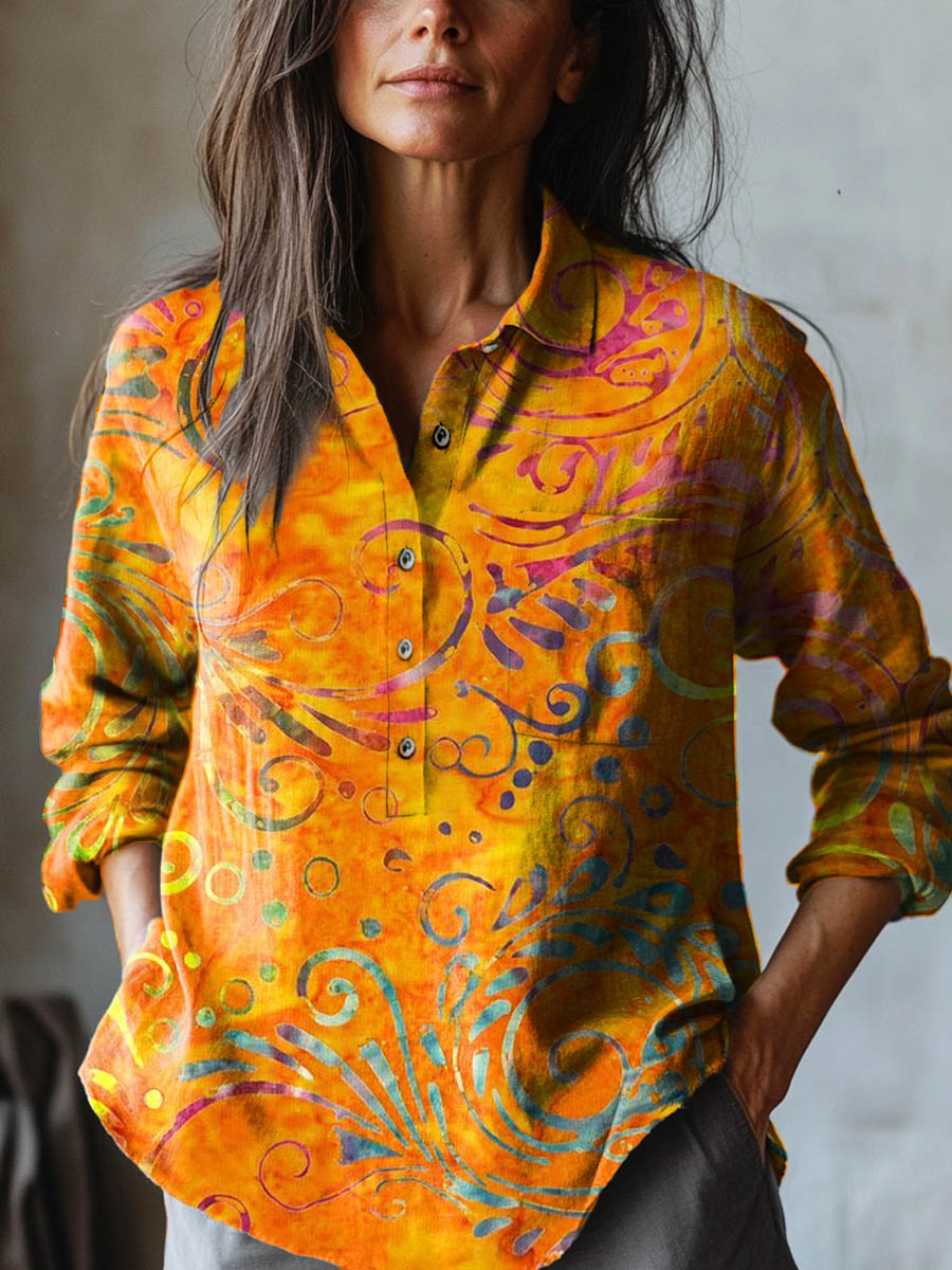 Jaylene - Artistic Swirl Print Blouse-15542195519861-Mirella Fiore