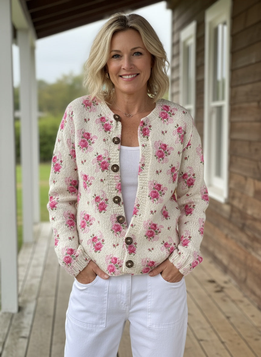 Jolina - Watercolor French Rose Cardigan-15530555834741-Mirella Fiore