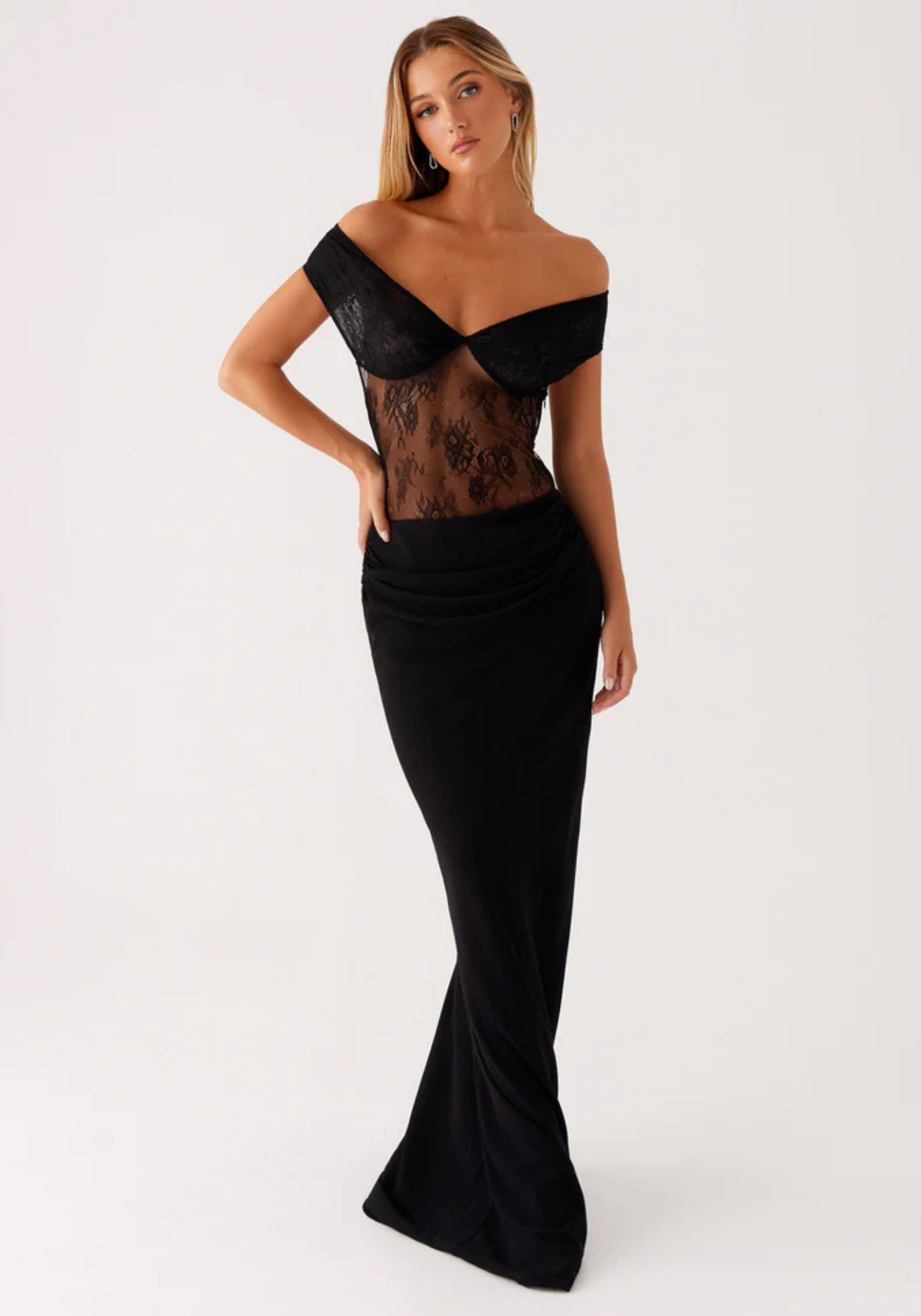 Julienne – Off-shoulder lace detail – Maxi dress-15259461910901-Mirella Fiore