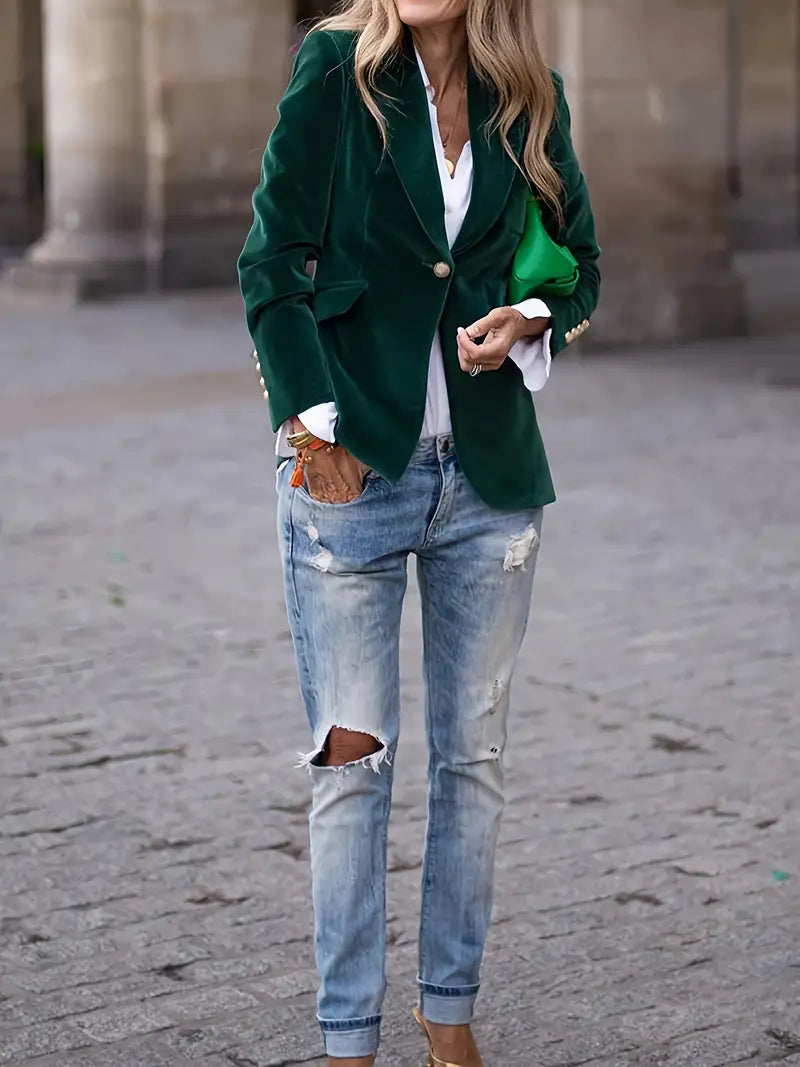 Julissa - Tailored Velvet Blazer-15550919442805-Mirella Fiore