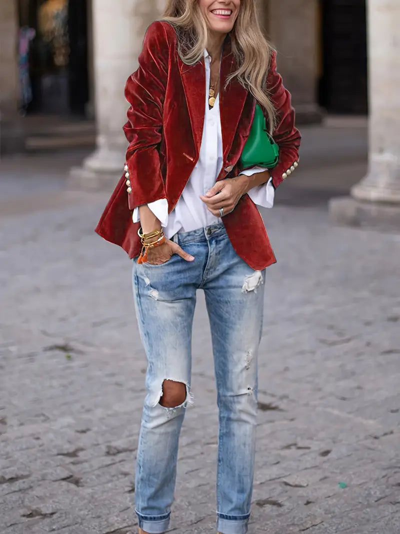 Julissa - Tailored Velvet Blazer-15550919442805-Mirella Fiore