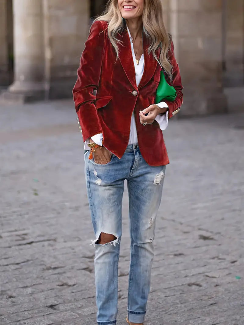 Julissa - Tailored Velvet Blazer-15550919442805-Mirella Fiore
