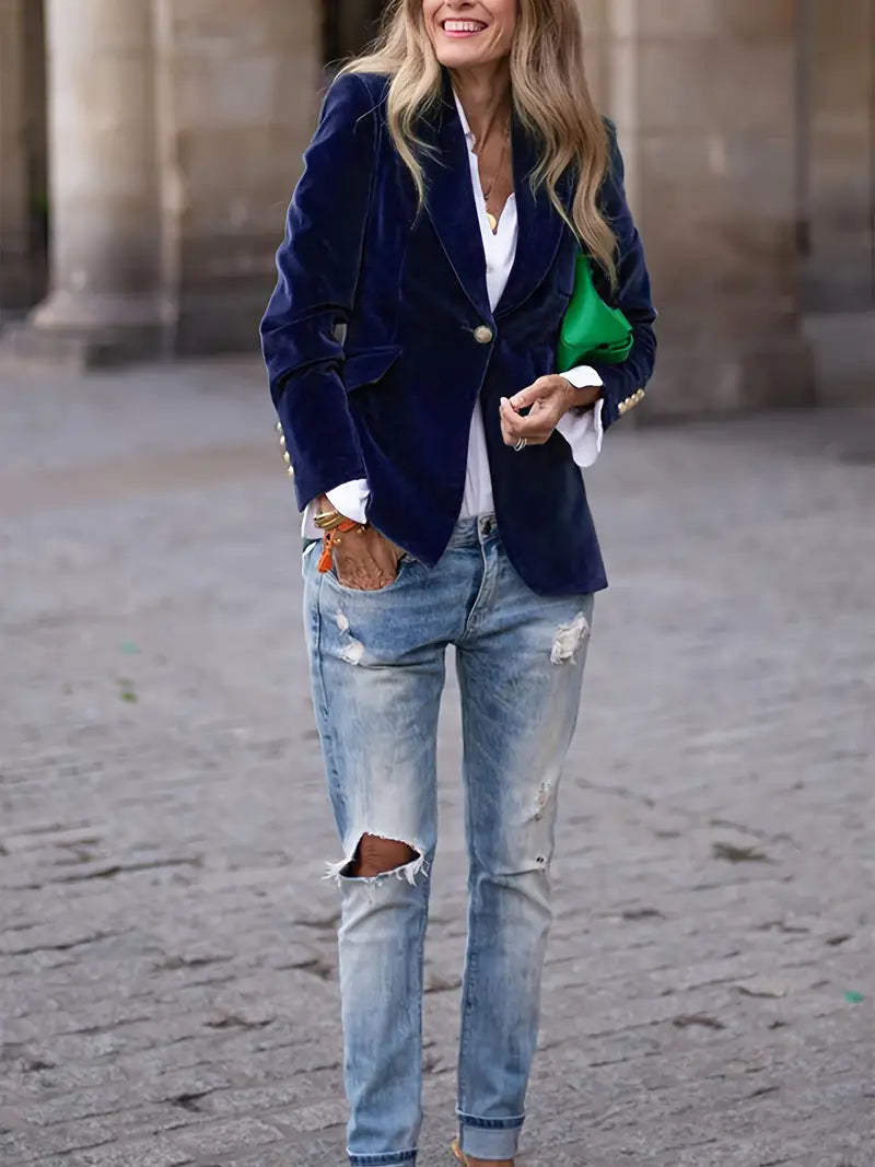 Julissa - Tailored Velvet Blazer-15550919442805-Mirella Fiore