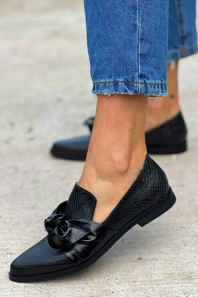 KAYLA - BLACK LOAFER WITH SHINY BOW-15549131489653-Mirella Fiore