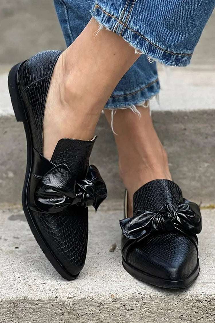 KAYLA - BLACK LOAFER WITH SHINY BOW-15549131489653-Mirella Fiore