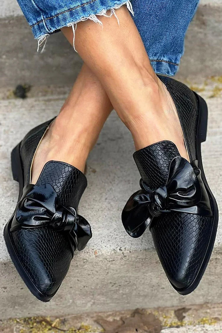 KAYLA - BLACK LOAFER WITH SHINY BOW-15549131489653-Mirella Fiore
