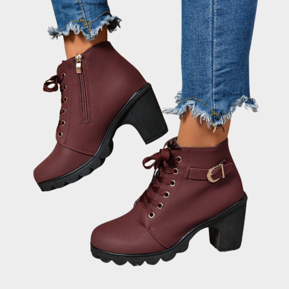 Kenna - Block Heel Ankle Boots-15520005783925-Mirella Fiore