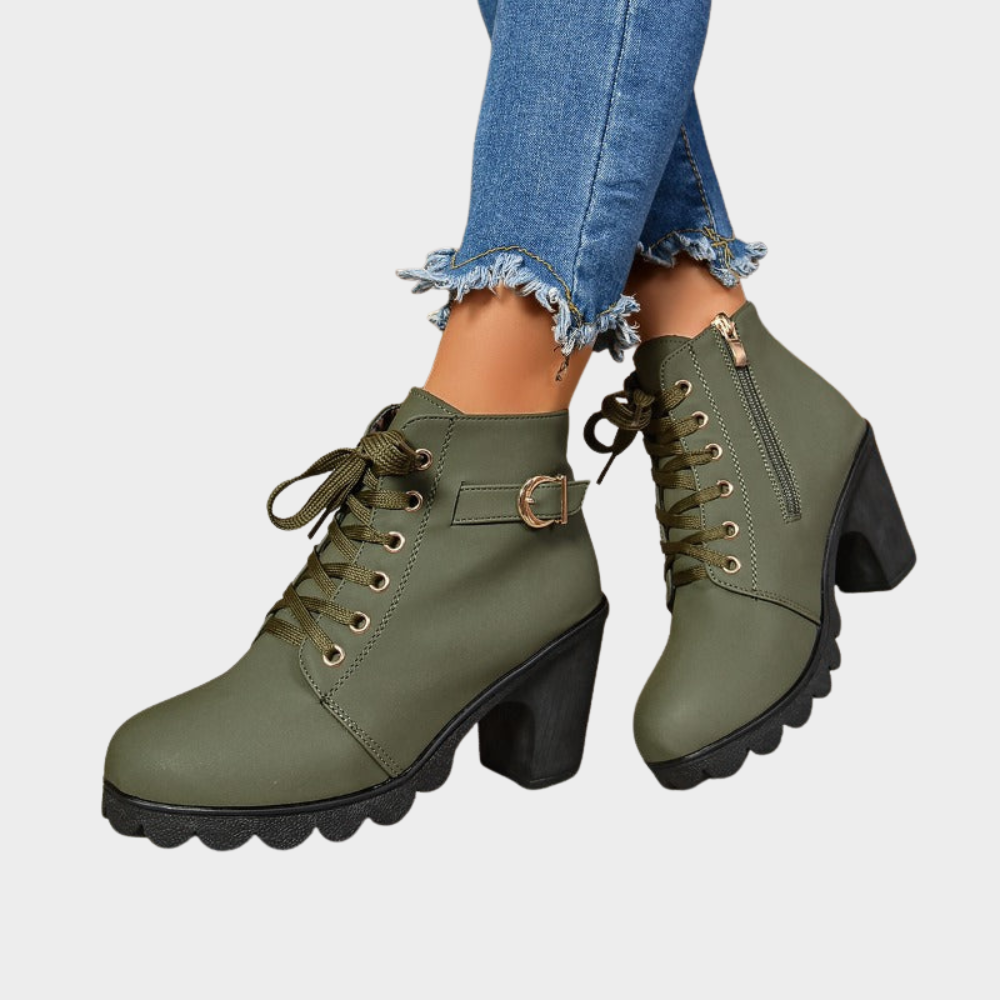 Kenna - Block Heel Ankle Boots-15520005783925-Mirella Fiore