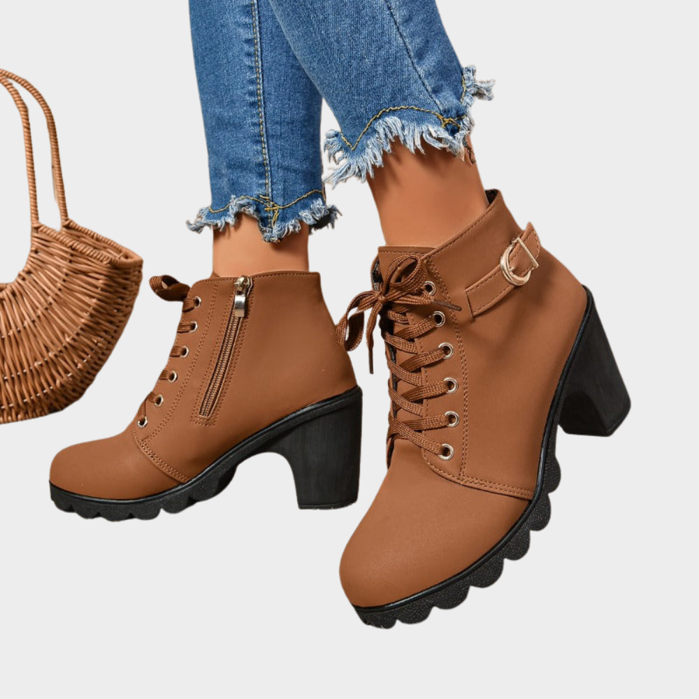 Kenna - Block Heel Ankle Boots-15520005783925-Mirella Fiore