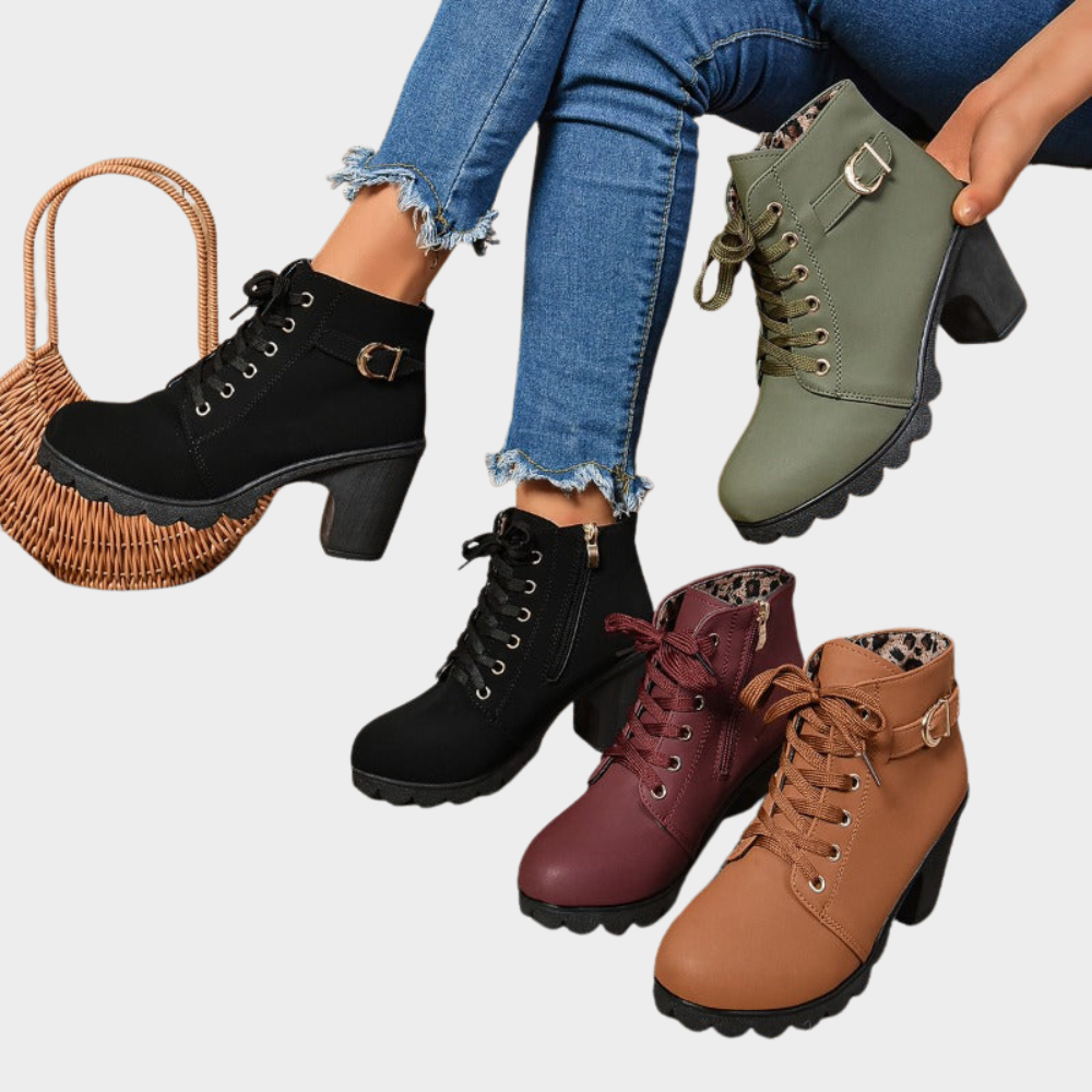 Kenna - Block Heel Ankle Boots-15520005783925-Mirella Fiore