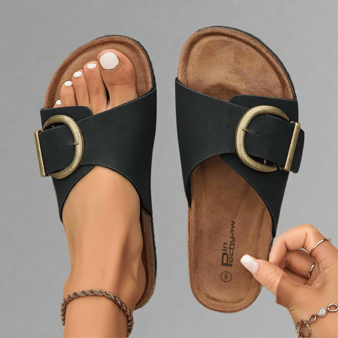 LEAH - BUCKLE SLIDE SANDALS-15549135290741-Mirella Fiore