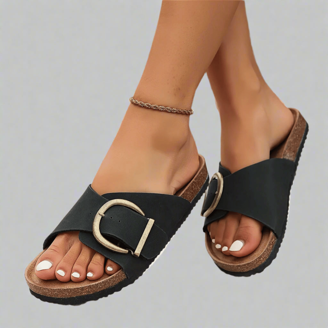 LEAH - BUCKLE SLIDE SANDALS-15549135290741-Mirella Fiore