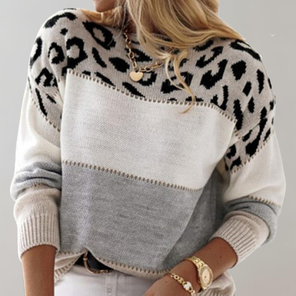 LEIA - Leopard Print Casual Sweater-15519826968949-Mirella Fiore