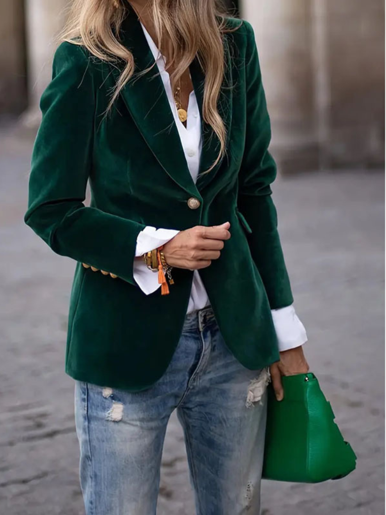 LUNA - SLIM FIT VELVET BLAZER-15549014868341-Mirella Fiore