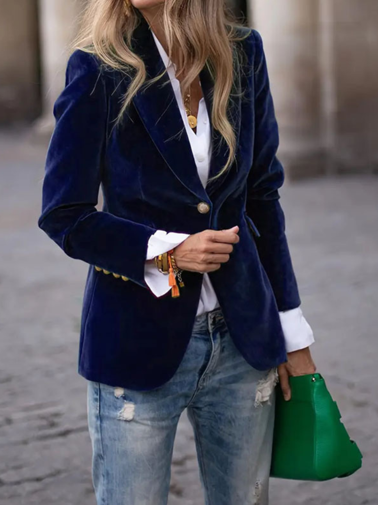 LUNA - SLIM FIT VELVET BLAZER-15549014868341-Mirella Fiore