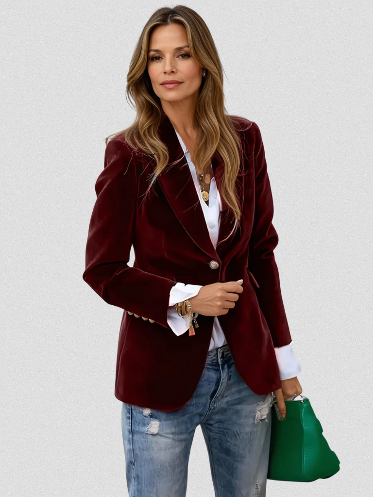 LUNA - SLIM FIT VELVET BLAZER-15549014868341-Mirella Fiore