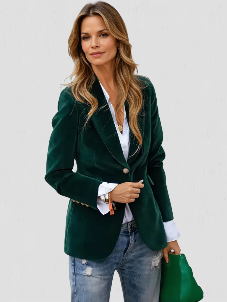LUNA - SLIM FIT VELVET BLAZER-15549014868341-Mirella Fiore