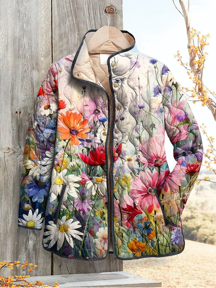 Leah - Charming Floral Print Quilted Jacket for Women - Vintage Casual Style-15549061333365-Nancy & Mae Savannah