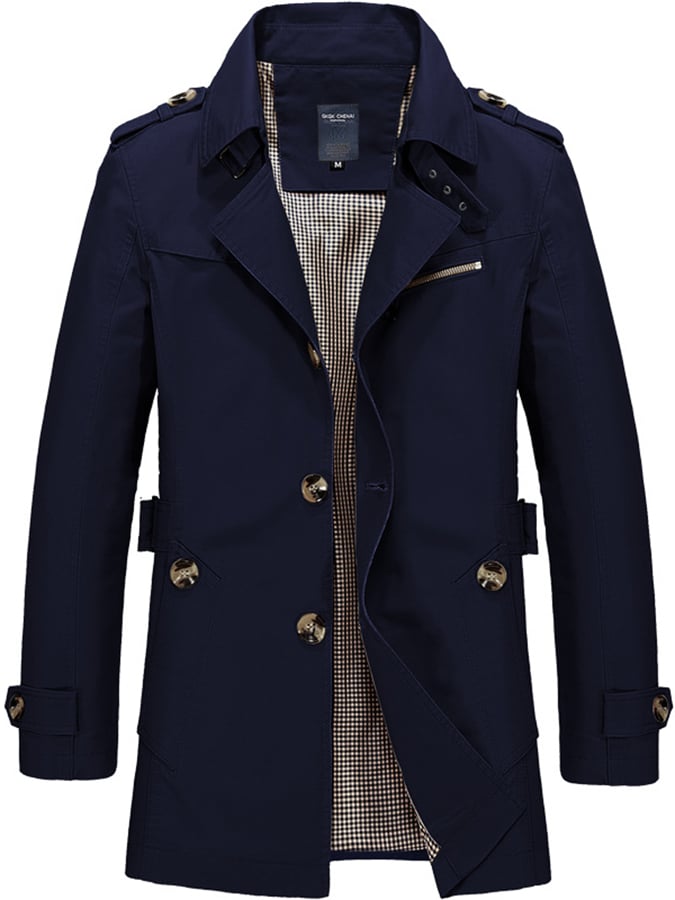 Levi - Men's Cotton Business Slim Fit Button Down Casual Trench Coat-15551927288181-Mirella Fiore