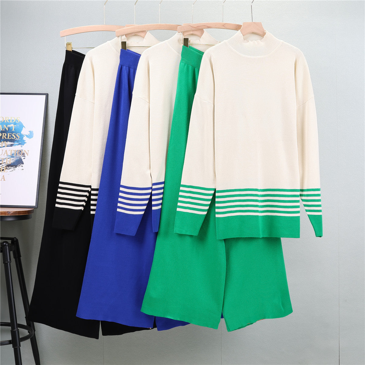 Lia - Classic and Comfortable Bicolor Set with Stand-Up Collar-15553173979509-Nancy & Mae Savannah